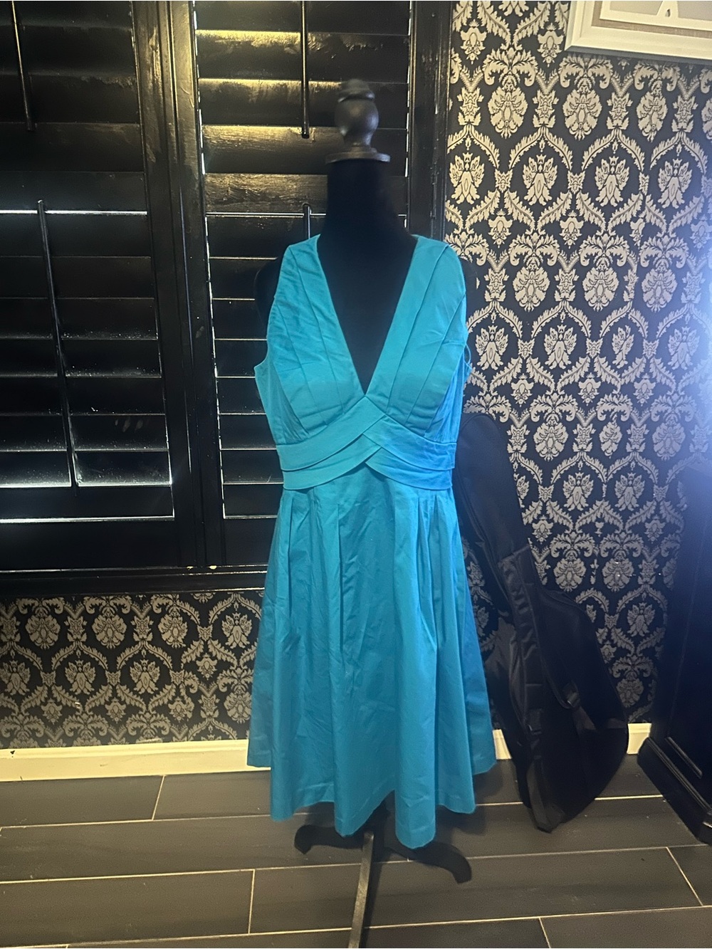 Calvin Klein Teal Sleeveless V-Neck Fit & Flare Mini Dress